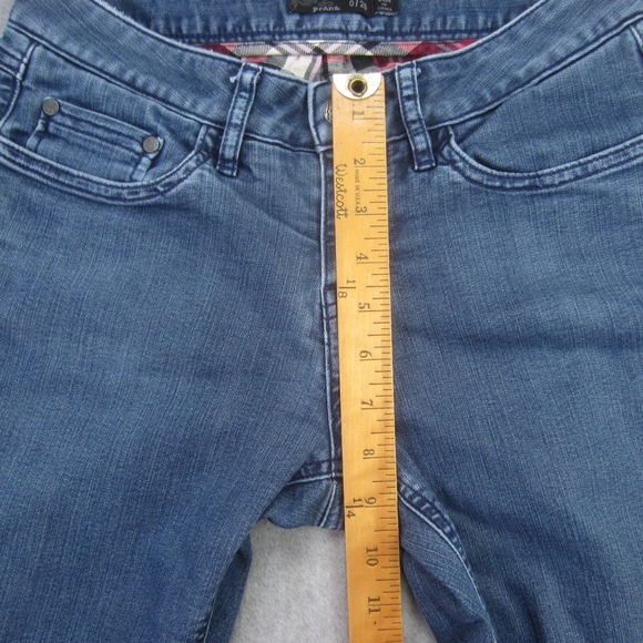 Prana Jeans Womens 0/25 Blue Flannel Lined Straight Leg Outdoor - Picture 13 of 16